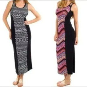 Eclipse black sides and printed insert maxi dress  M